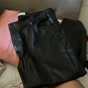 Abercrombie leather pants in a 35, translates to a 16/18